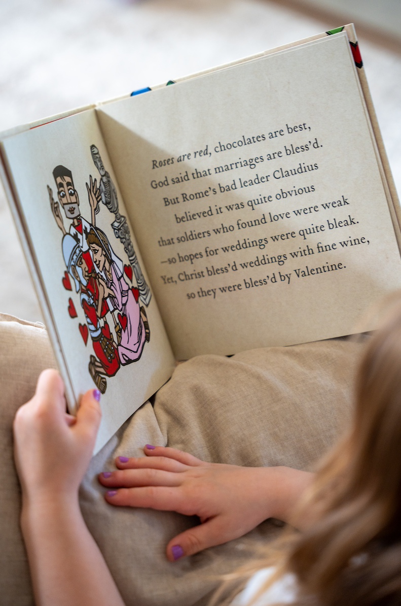 Child Reading Open Saint Valentine the Kindhearted by Ned Bustard