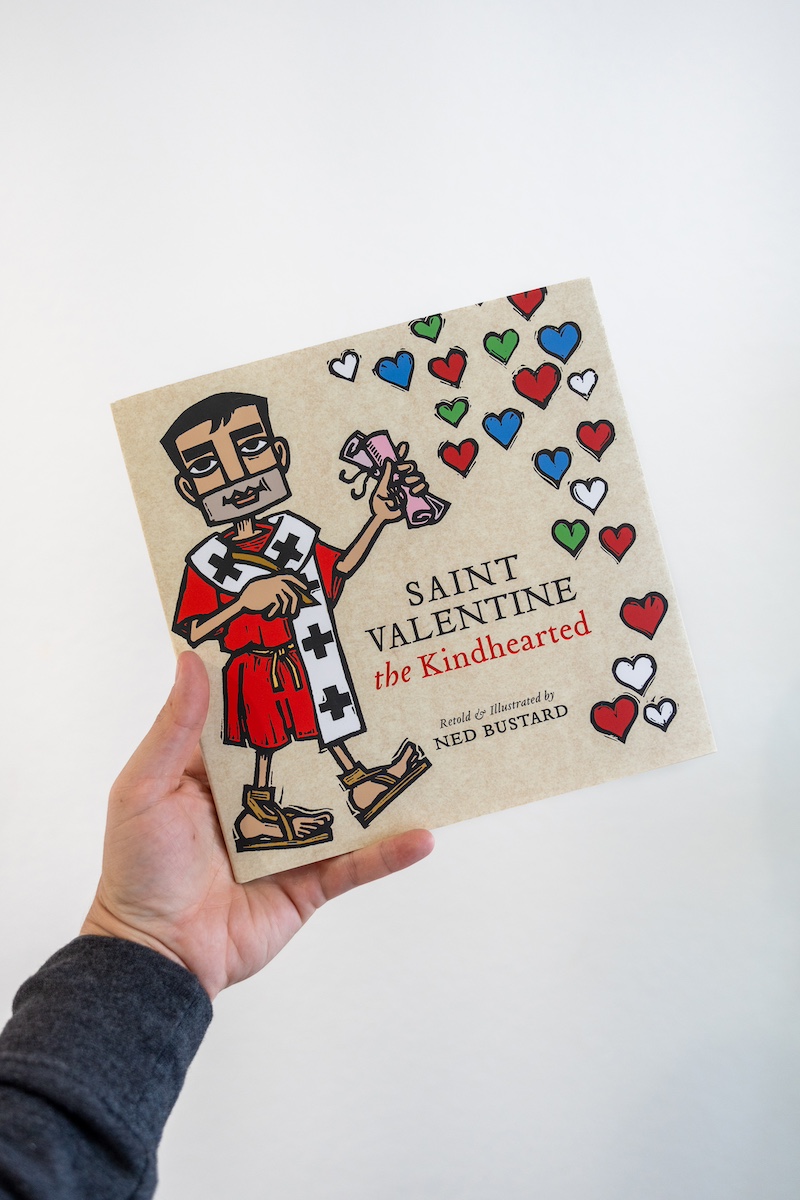 Hand Holding Saint Valentine the Kindhearted by Ned Bustard